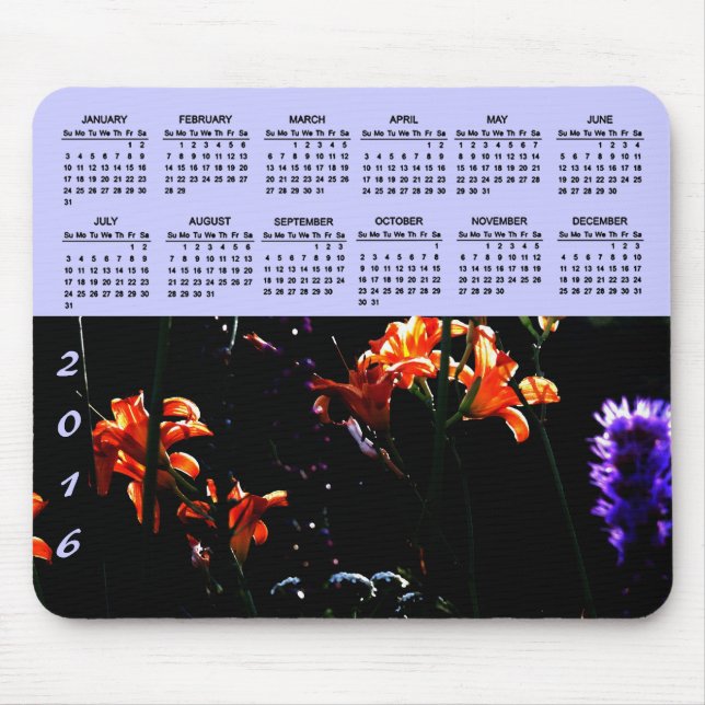 Kalender för neonträdgård 2015 musmatta (Framsidan)