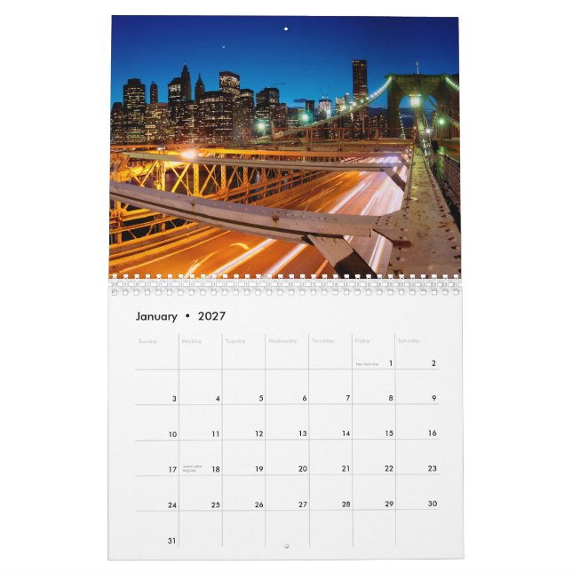 Kalender för New York City (Jan 2027)