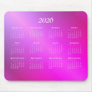 Kalender för övertoningsblå rosa i bubblor musmatta