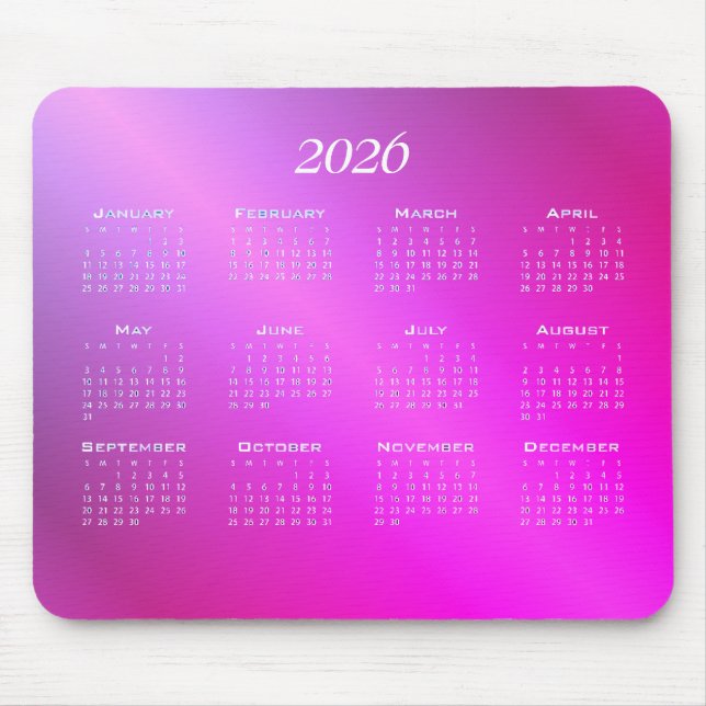 Kalender för övertoningsblå rosa i bubblor musmatta (Framsidan)
