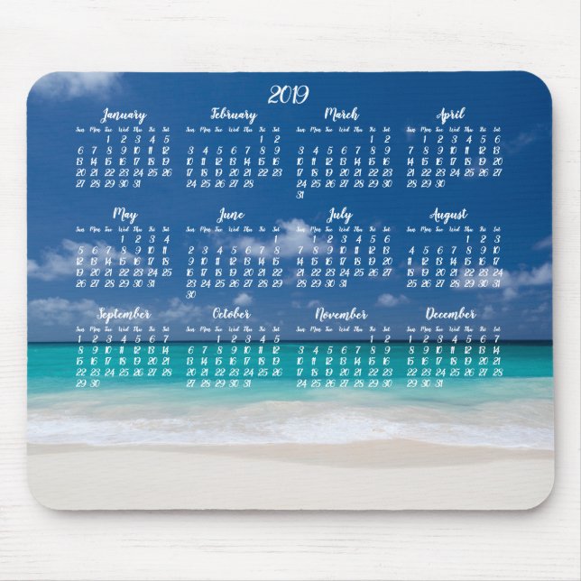 Kalender för persiko-mus/pad 2019 musmatta (Framsidan)