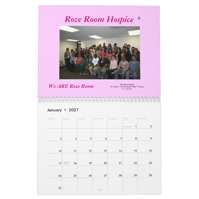 Kalender för Roze rumklosterhärbärge 2009 (Jan 2027)