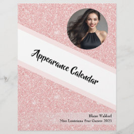 Kalender för skönhetstävling med rosa guld glitter