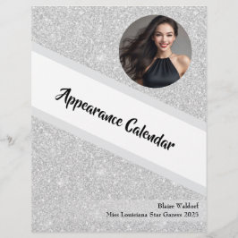 Kalender för skönhetstävling med silverglittrande