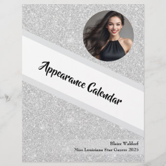 Kalender för skönhetstävling med silverglittrande