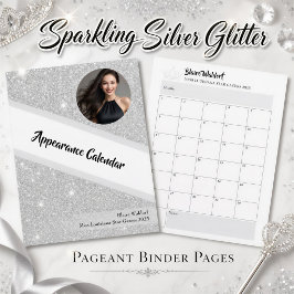 Kalender för skönhetstävling med silverglittrande