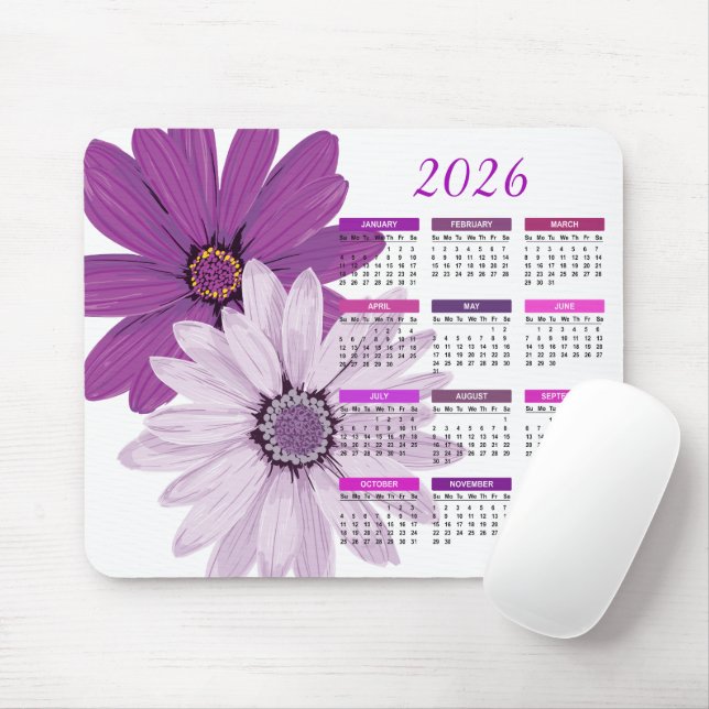 Kalender för Söt Lila Daisys Musmatta (Med mus)
