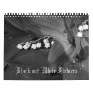 Kalender för svartvita blommor