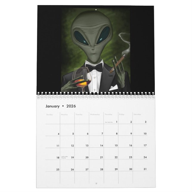 Kalender för UFO och Alien Humor (Jan 2026)