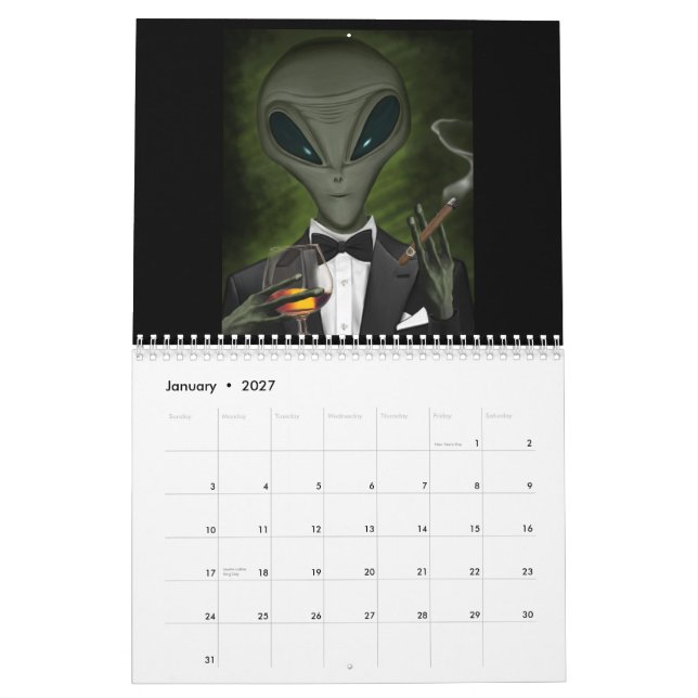 Kalender för UFO och Alien Humor (Jan 2027)
