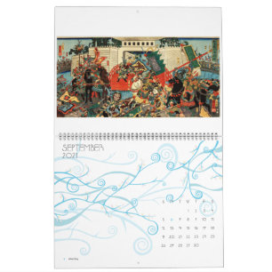 Kalender för Ukiyo-E Japanska träblock