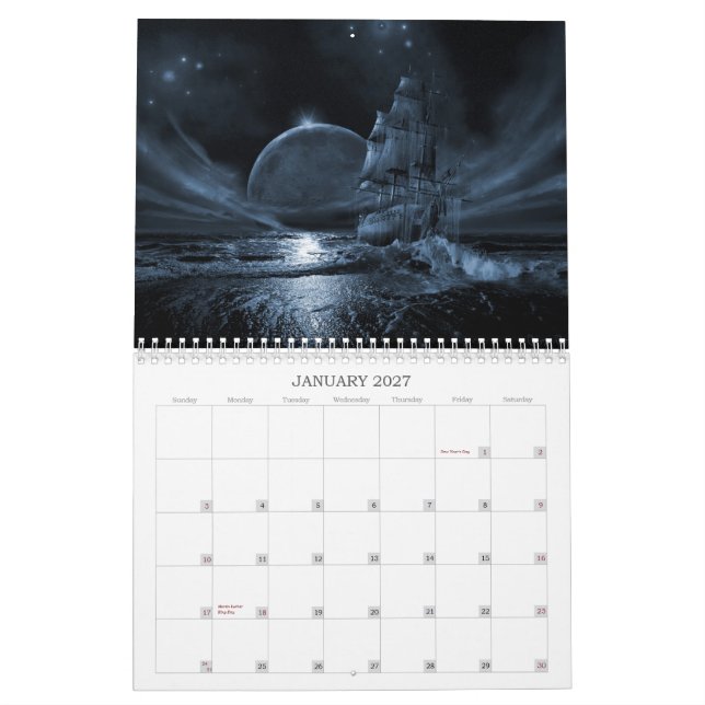 Kalender för vägg för 2013 spökefraktserie (Jan 2027)