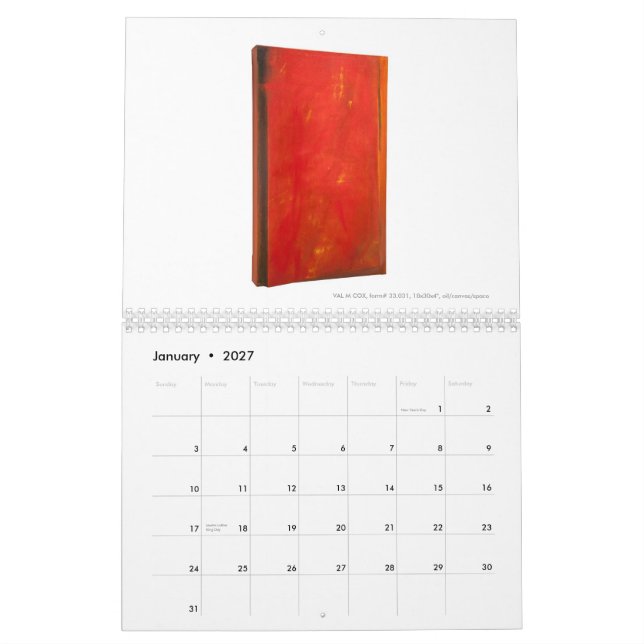 KALENDER för VAL M COX - ARBETEN I OLJA 2 - (Jan 2027)