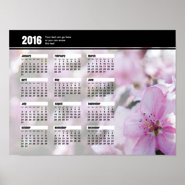 Kalender för vår Blommar 2016 Poster (Framsidan)
