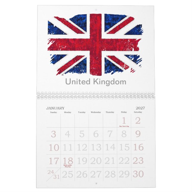 Kalender för VÄRLDS FLAGGOR 2013 (Jan 2027)