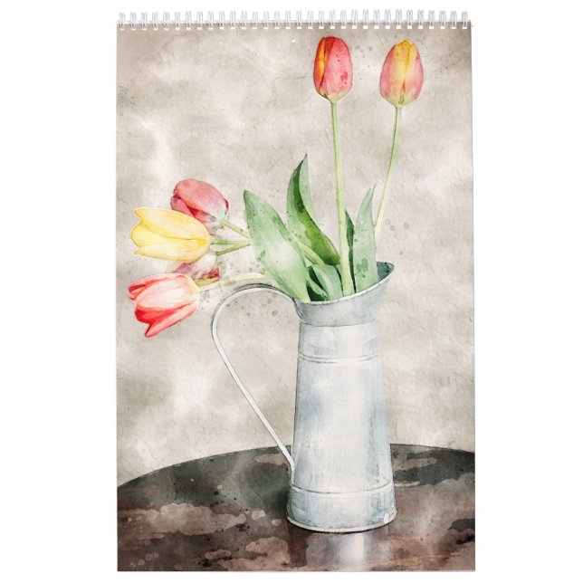 Kalender för vattenfärgsblommor (Omslag)