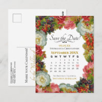 Kalender för vintagens fall-Blommigt Bröllop spara