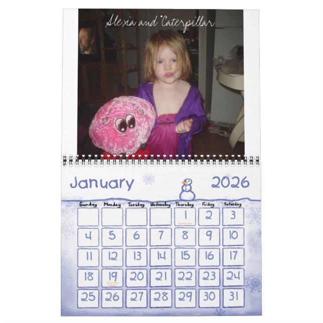 Kalender fullt av familjefotografier (Jan 2026)