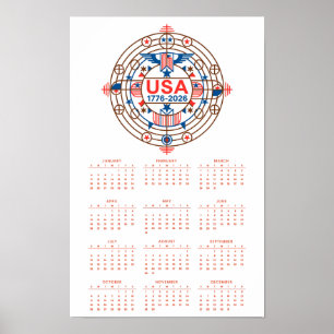 Kalender Glad födelsedag USA 250 Affisch