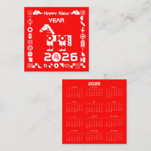 Kalender Gott nytt år 2026 Fyrkantigt Visitkort