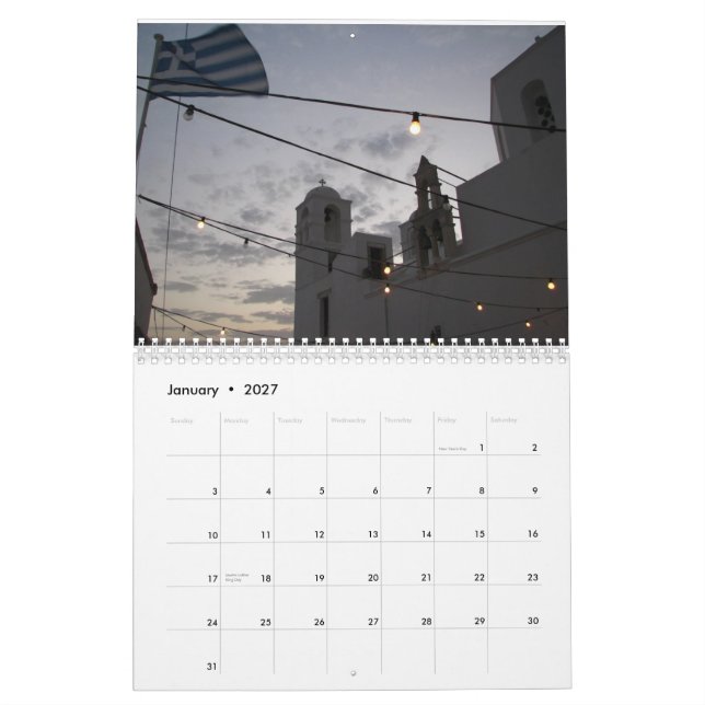 Kalender - grekiska öar (Jan 2027)