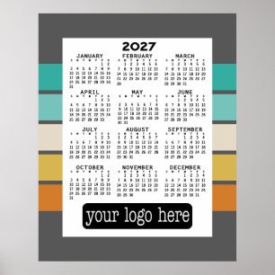 Kalender - Grundläggande Svart Vitt Minimalistisk Poster
