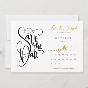 Kalender Guld Cupid Kärlek Hjärtan Spara Datum Inbjudningar