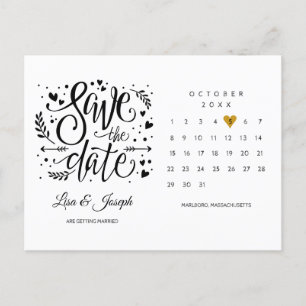 Kalender Guld Hjärtat Spara Datum Vykort