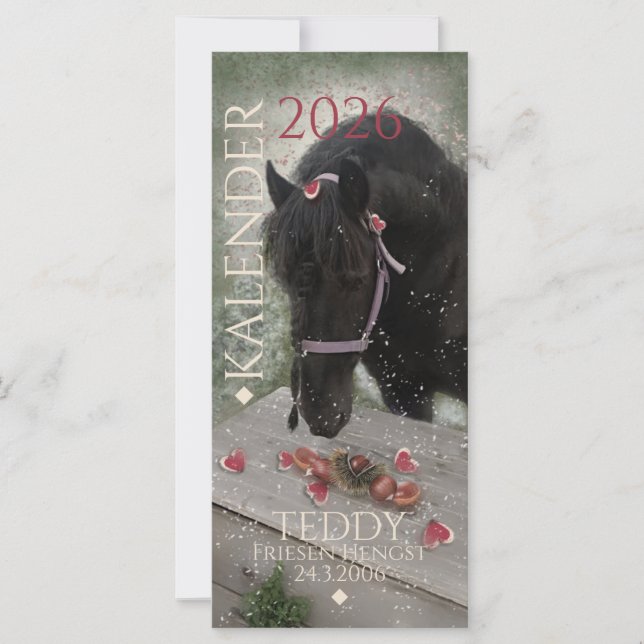 Kalender Häst - 2026 Grattiskort (Framsida)