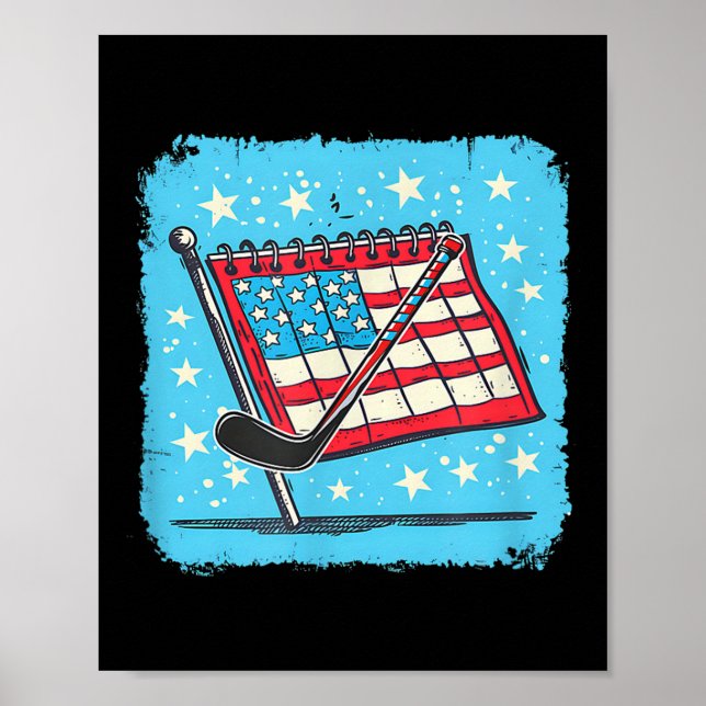 Kalender Hockeyklubba Design 4:e Juli Hockey  Poster (Framsidan)