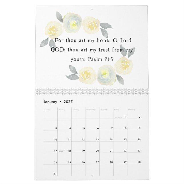 Kalender KJV - Bibelverse vattenfärgsbild (Jan 2027)