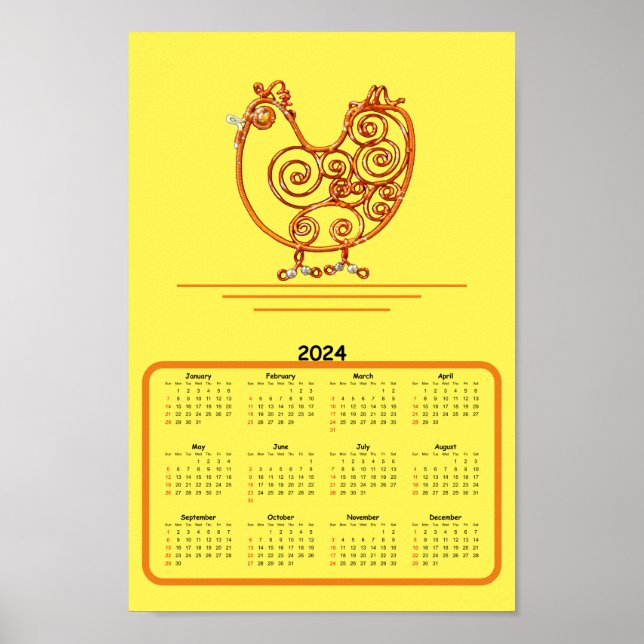 Kalender - kyckling i koppartråd poster (Framsidan)