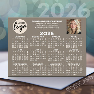 Kalender - logotyp, foto, affärskontakt - beige vykort