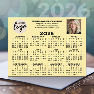 Kalender - logotyp, foto, affärskontakt - pastell vykort