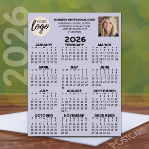 Kalender - logotyp, foto, affärskontakt - pastell vykort