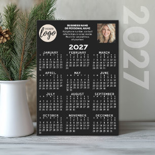 Kalender - logotyp, foto, affärskontakt - svart julkort