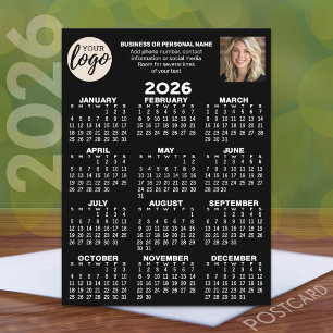 Kalender - logotyp, foto, affärskontakt - svart vykort