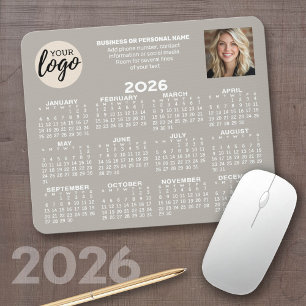 Kalender - logotyp, foto, affärskontakt - taupe musmatta