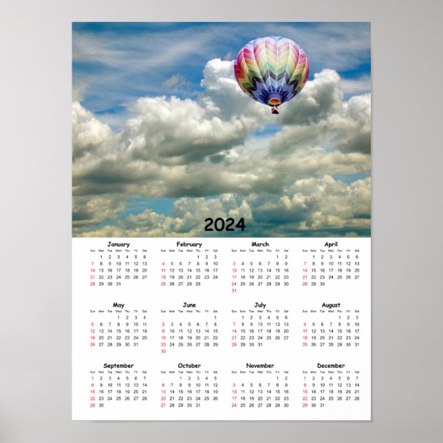 Kalender - Luftballong i moln Poster (Framsidan)