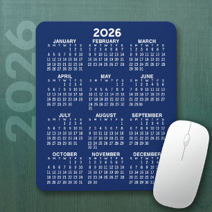 Kalender - marin blå bakgrund - Lodrät Musmatta