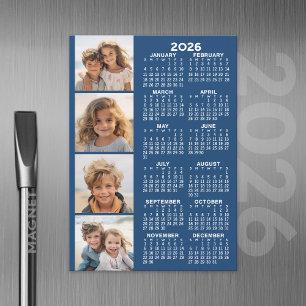 Kalender med 4 fotokollage Magnetiskt kort - blått