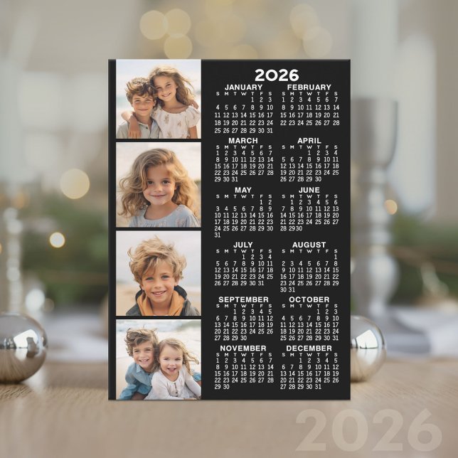 Kalender med 4 fotokollage på kort (2026 Calendar Card)