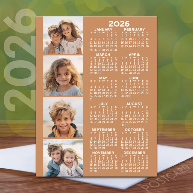 Kalender med 4 Photo Collage - Terra Cotta Vykort (2026 Calendar Postcard)