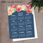 Kalender med färgade vattenfärgsblommor vykort<br><div class="desc">Nyår - Nybörjare - Nybörjare - En nybörjare och nyfiken konstnären biet. Denna feminin-design med arrangemang blommigt och fullt-årskalender är en positiv början till det bästa året någonsin.</div>