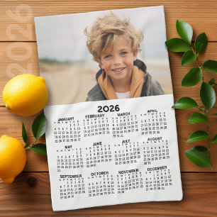 Kalender med foto - Årets vy - Svartvit Kökshandduk