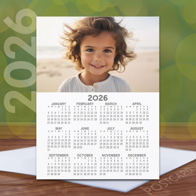 Kalender med foto - Fullt vy Vykort (2026 Calendar Postcard)