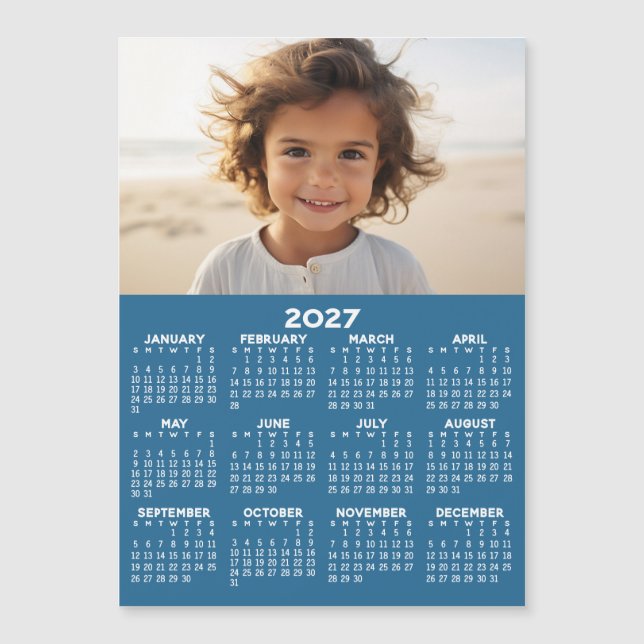 Kalender med foto - helårsvy magnetisk kort (Framsida)