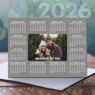 Kalender med foto i mitten - Grått White Vykort