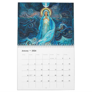 Kalender med katolska bilder av den saliga jungfru
