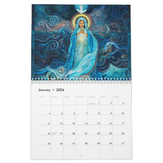 Kalender med katolska bilder av den saliga jungfru